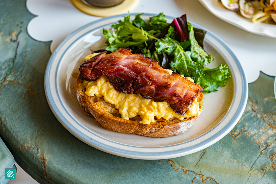 Maple Bacon & Scrambled Eggs on Sourdough Toast