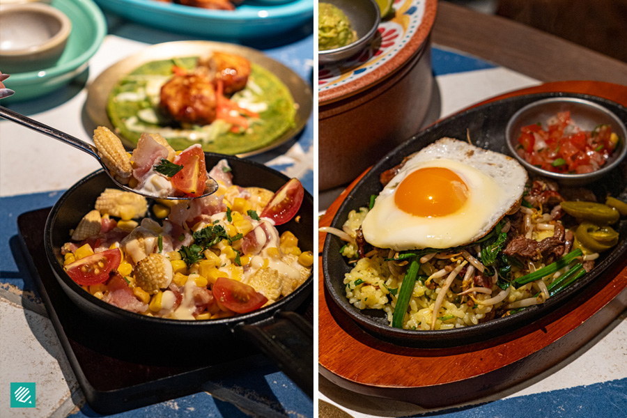 rodeo table elote and tokyo jambalaya