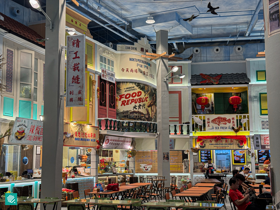 Retro interior at Food Republic Mandai