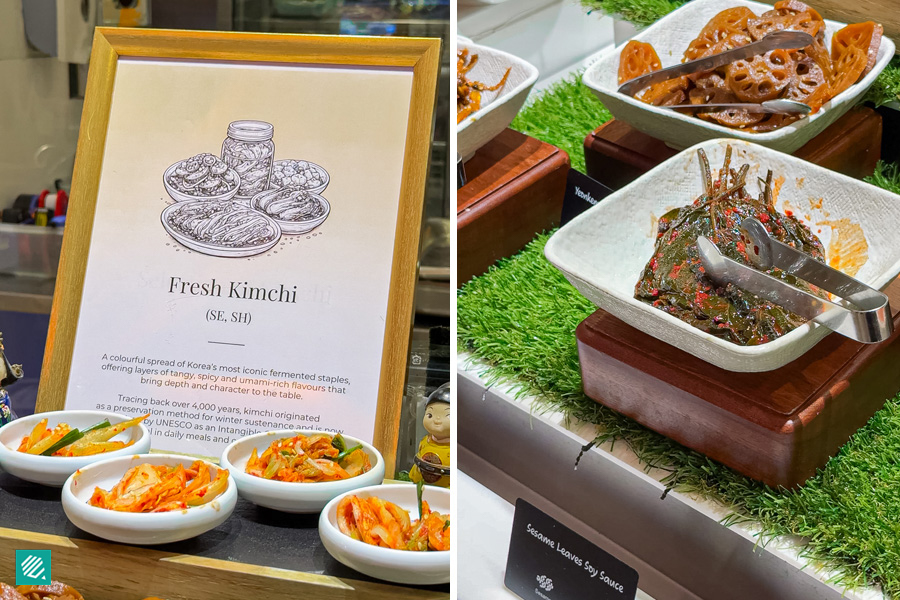 Fresh banchan at Korean buffet in Shangri-La Singapore