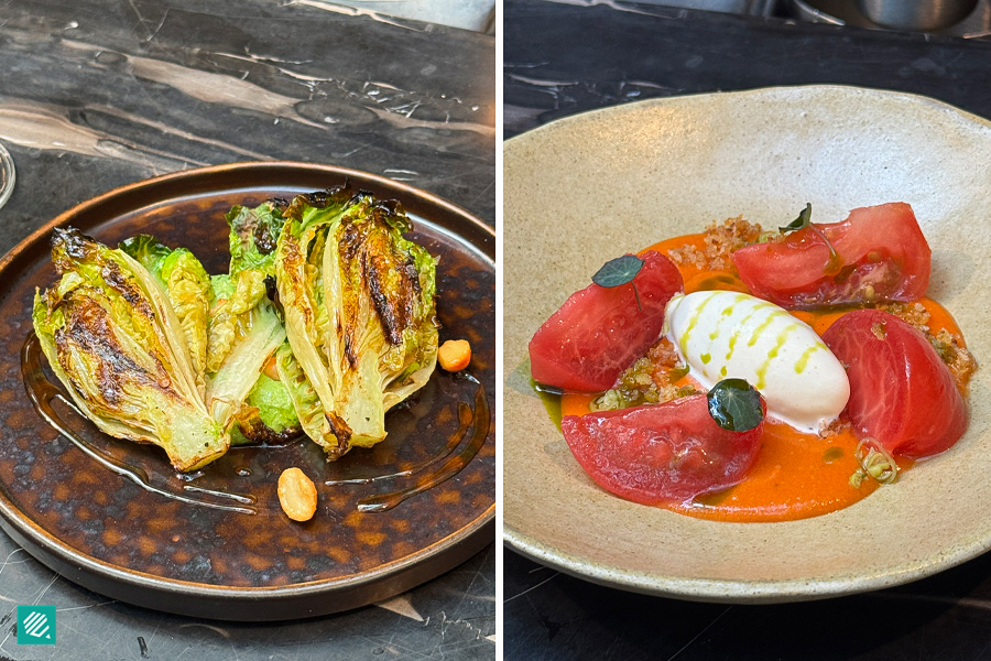 Momotaro Tomato and Grilled Sucrine Lettuce