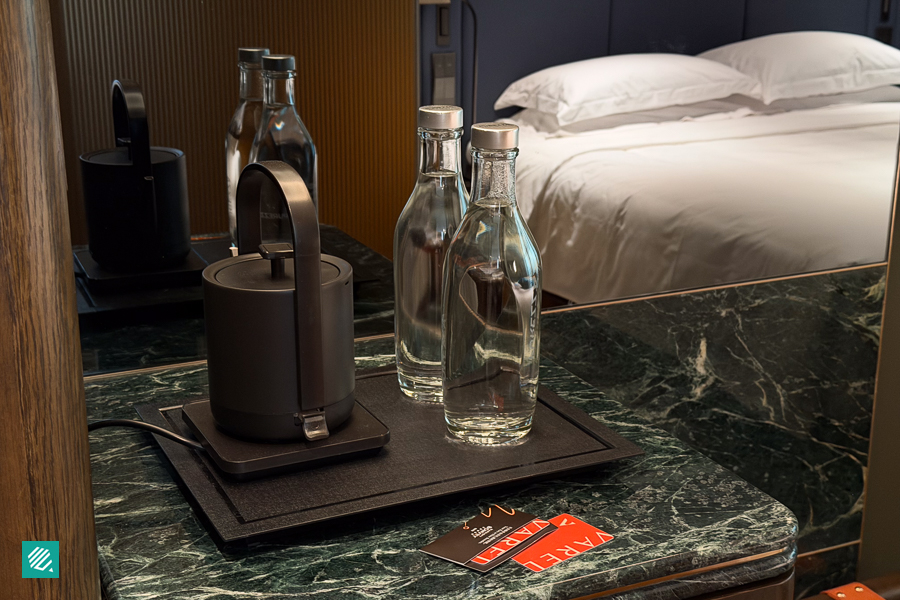 Water provided in glass bottles