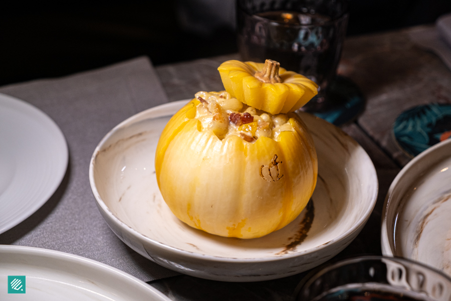 Maccheroni al Formaggio with roasted pumpkin at Garden Café, One-Ninety Bar