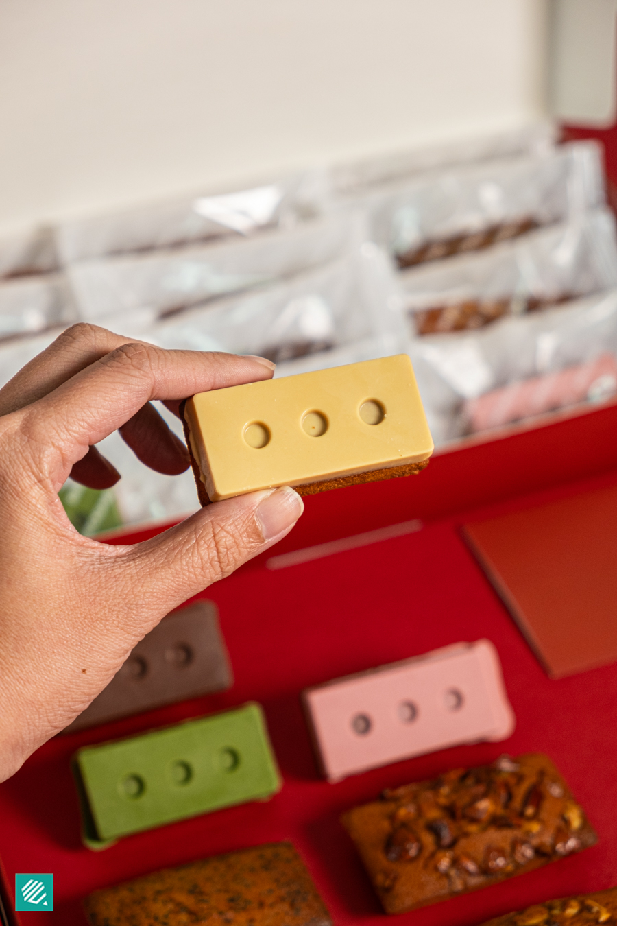 Dalcom Brick. Salted Caramel chocolate-covered financier by Bricksand, Seoul
