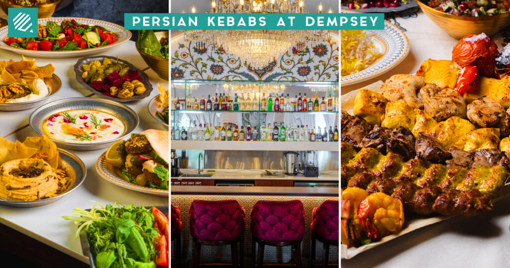 Spread of Persian kebabs, mezze and Faloodeh Shirazi at Shirazi, a Persian restaurant at Dempsey Hill, Singapore