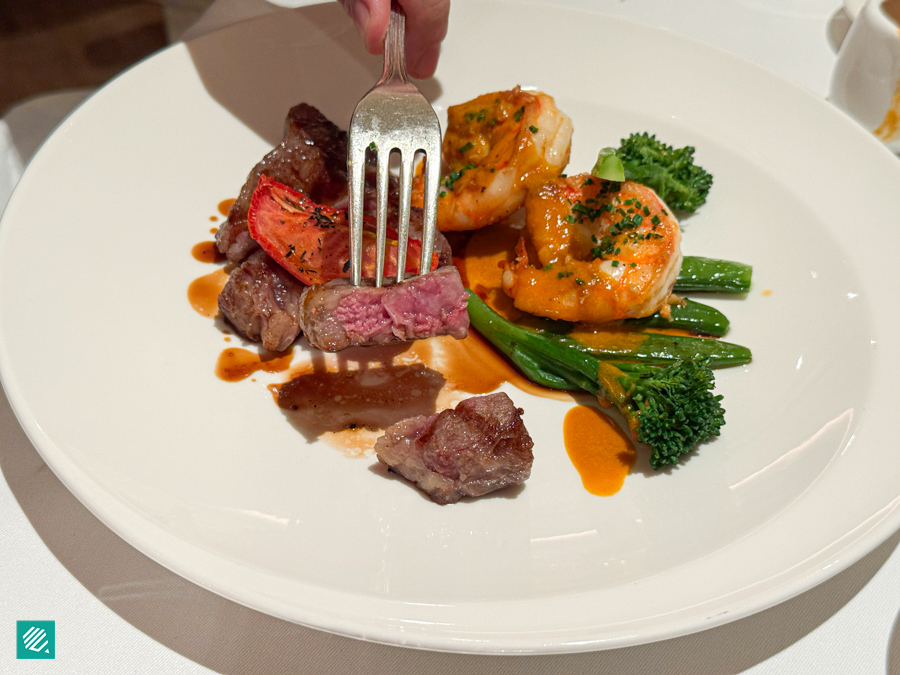 Gordon Grill Ohmi A5 Wagyu and Tiger Prawns